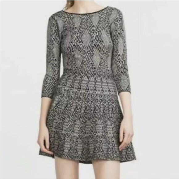 Zara Dresses & Skirts - Zara Black and Gray Fit and Flare Dress with Bateau Neckline